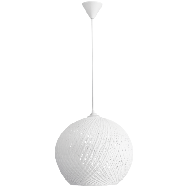 Κρεμαστό φωτιστικό μπάλα σχοινί λευκή με καλώδιο λευκό