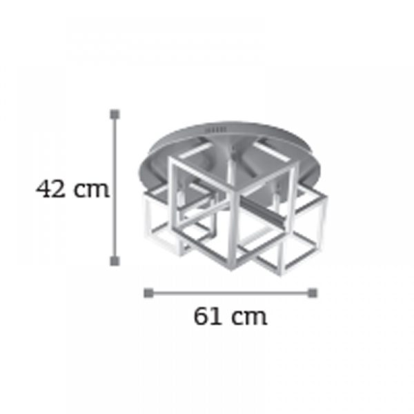 Διαστάσεις για φωτιστικό οροφής από αλουμίνιο σε χρυσή ματ απόχρωση.