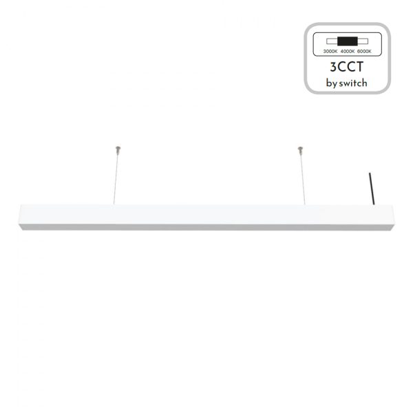 Κρεμαστό φωτιστικό LED 50W 3CCT (By Switch) από αλουμίνιο σε λευκή απόχρωση D:150cm