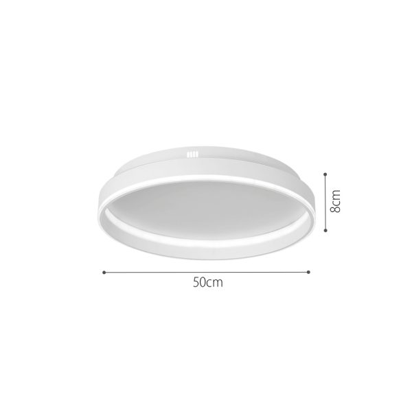 Διαστάσεις για Πλαφονιέρα οροφής LED 65W 3CCT από λευκό μέταλλο και ακρυλικό D:50cm.
