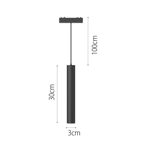 Διαστάσεις για Φωτιστικό LED 6W 3CCT για Ultra-Thin μαγνητική ράγα σε μαύρη απόχρωση (by tuya and zigbee) D:3cmX30cm