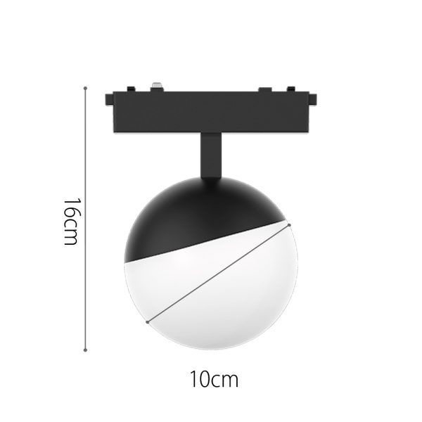 Διαστάσεις για Φωτιστικό LED 6W 3CCT για Ultra-Thin μαγνητική ράγα σε μαύρη απόχρωση (by tuya and zigbee) D:10cmX10cm
